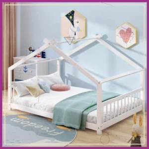 White Montessori Floor Bed  Kids Boys Girls Teens - Full Size