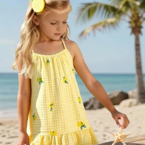 kids Young Girl's Ruffle Hem Strap Dress