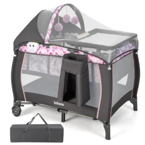 4-in-1 Portable Baby Playard with Bassinet,